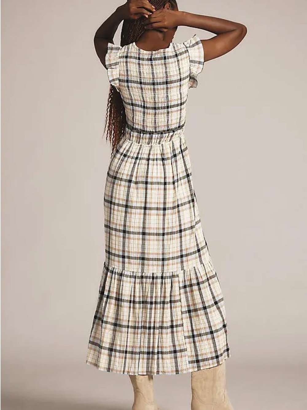 Anthropologie Peregrine Midi Dress Plaid Multicolor - Picture 2 of 8